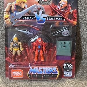 Mega Construx Masters of the Universe MOTU He-Man vs Beast Man Figures 44 pcs
